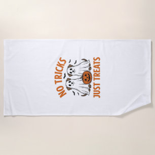 Serviette De Plage Chien fantôme drôle Halloween Pas de farces juste