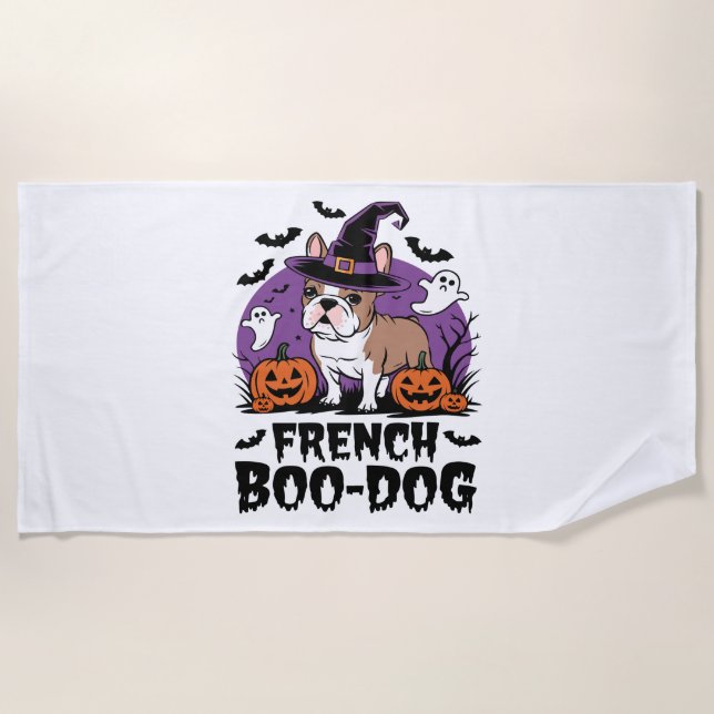 Serviette De Plage Chien French Boo � le Chien le plus Effrayant (Devant)