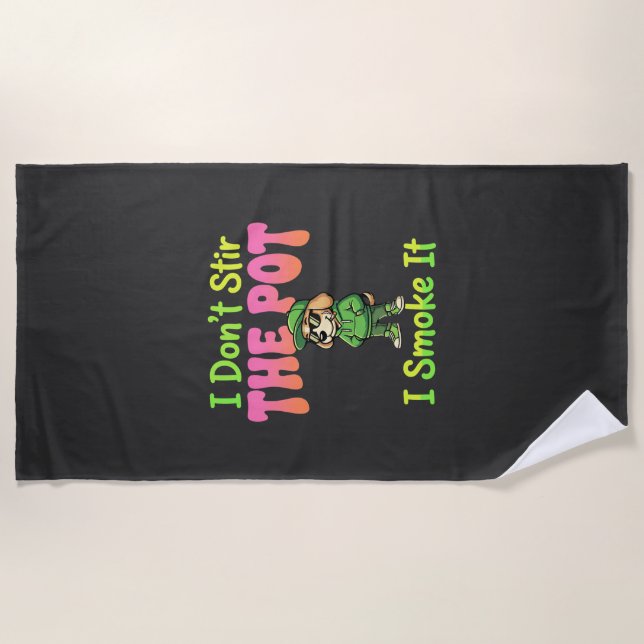 Serviette De Plage Chien Fumeur de Joint Drôle Stoner (Devant)
