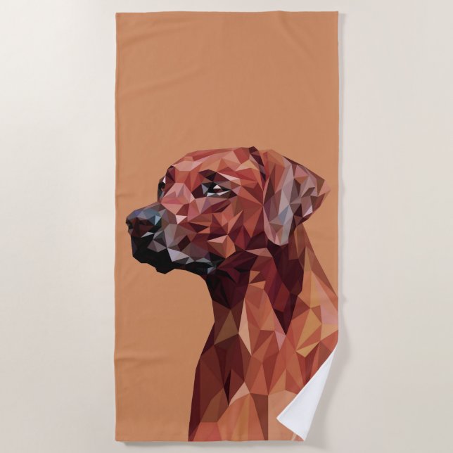 Serviette De Plage Chien géométrique marron sur marron (Devant)
