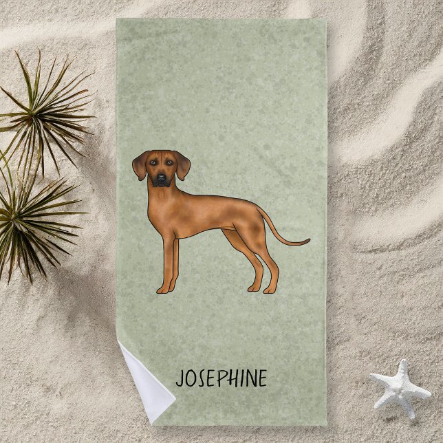 Serviette De Plage Chien Lion Brun Mignon Rhodesian Ridgeback Avec No (Créateur téléchargé)
