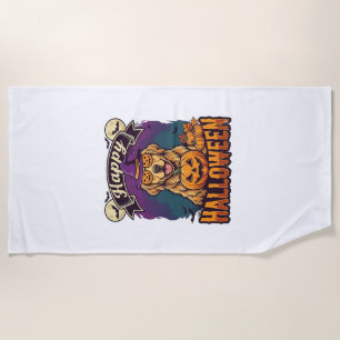 Serviette De Plage Chien Retriever doré Joyeux Halloween Chapeau de S