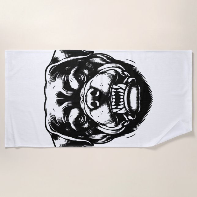 Serviette De Plage Chien Rottweiler  (Devant)