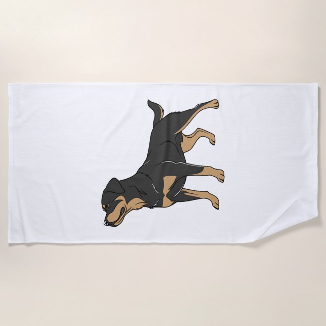 Serviette De Plage Chien Rottweiler, Chien Rottweiler Debout (Devant)