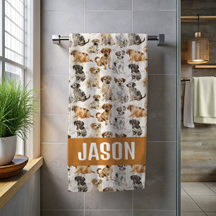 Serviette De Plage Chiens de chiot à l'aquarelle mignon