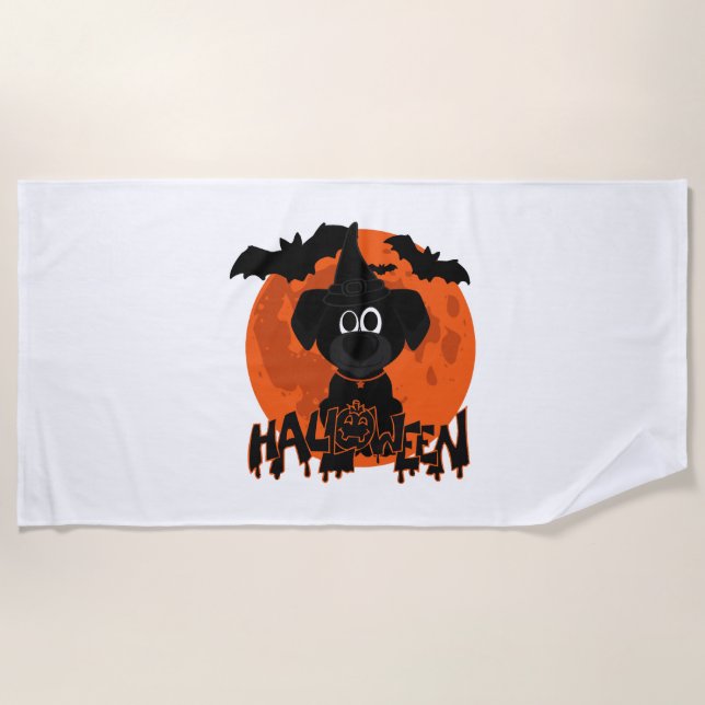 Serviette De Plage Chiens de t-shirt Halloween (Devant)