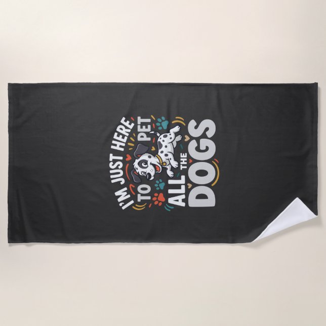 Serviette De Plage Chiens Drôles Amoureux Des Animaux Vector (Devant)