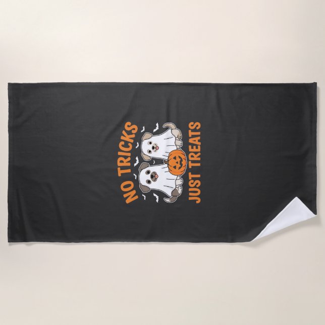 Serviette De Plage Chiens fantômes d'Halloween Pas de farces juste de (Devant)