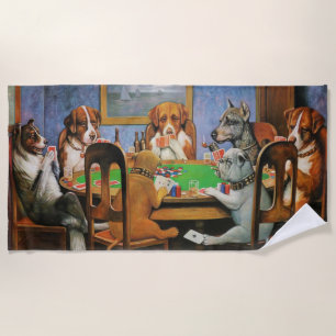 Serviette De Plage Chiens jouant au poker par C.M. Coolidge