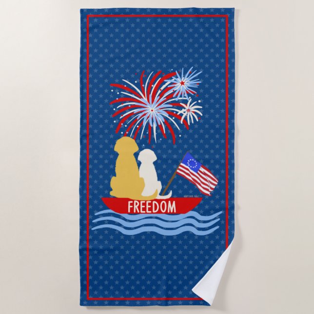 Serviette De Plage Chiens patriotiques laisser Freedom Ring Beach Tow (Devant)