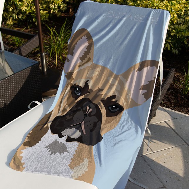 Serviette De Plage Chiffre de taureau français | Cute Frenchie (Créateur téléchargé)