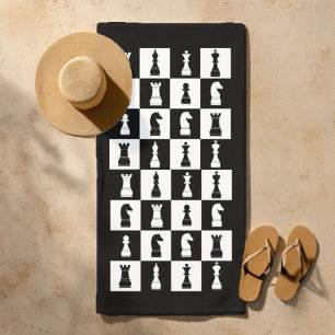 Serviette De Plage Chiffres De Jeu D'Échecs Motif Noir Et Blanc