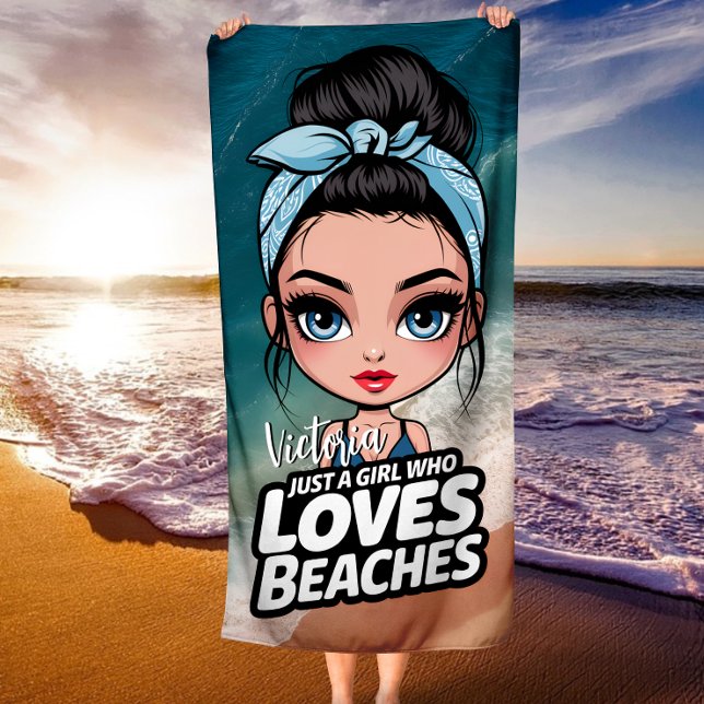 Serviette De Plage Chignon Décoiffé Qu'une Fille Qui Aime les Plages  (Créateur téléchargé)