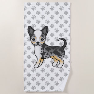 Serviette De Plage Chihuahua à poil lisse bleu merle, chien mignon &