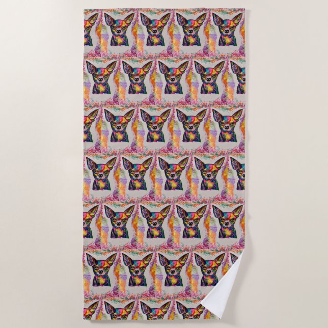 Serviette De Plage Chihuahua Love Beach Towel (Devant)