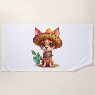 Serviette De Plage Chihuahua  Mexique  Cinco de Mayo  Chien Drôle   (