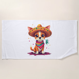 Serviette De Plage Chihuahua  Mexique  Cinco de Mayo  Chien Drôle   (