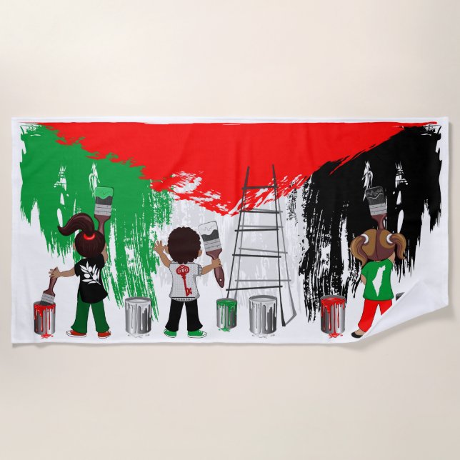 Serviette De Plage Children of Gaza Painting Palestine Flag  (Devant)