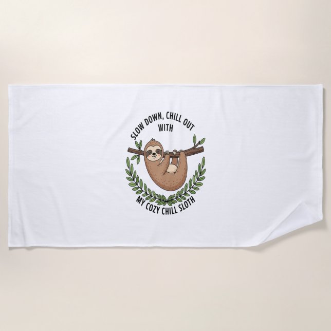 Serviette De Plage Chill Sloth, USA Animal (Devant)
