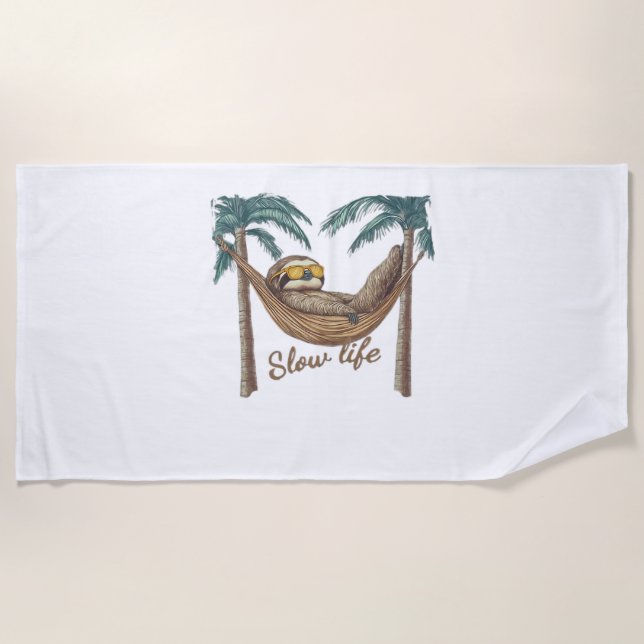 Serviette De Plage Chillin' Sloth dans un hamac T-shirt surdimensionn (Devant)