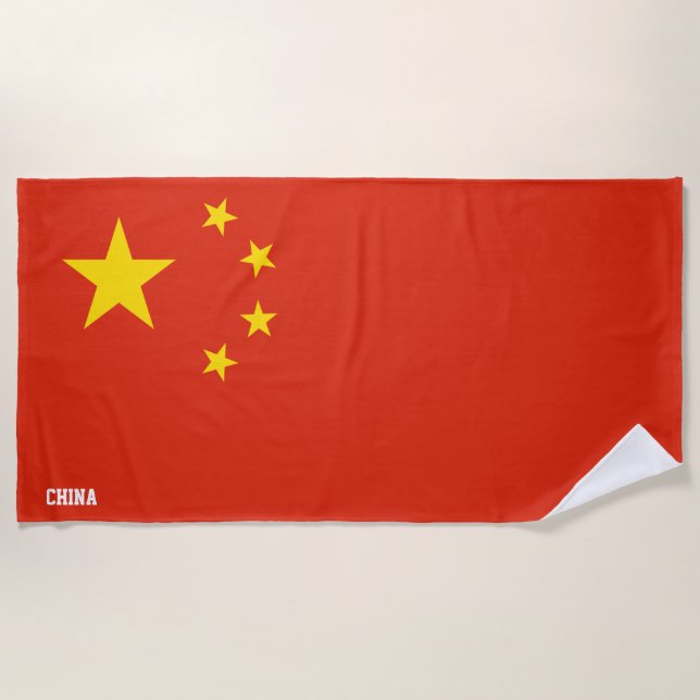 Serviette De Plage Chine Drapeau splendide patriotique (Devant)