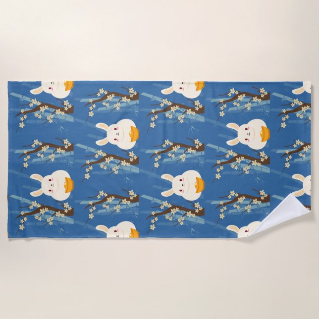 Serviette De Plage chinesse de lapin (Devant)