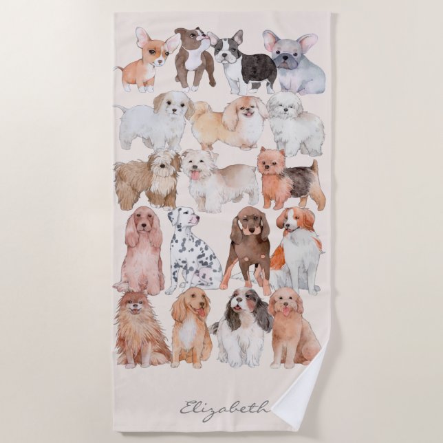 Serviette De Plage Chiots adorables mignons (Devant)