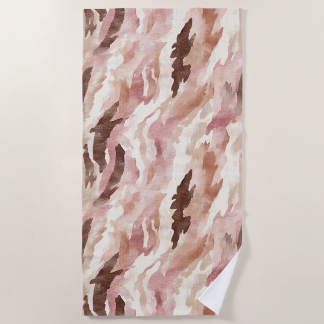 Serviette De Plage Chocolat à la crème rose Brown (Devant)