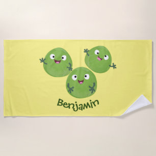 Serviette De Plage Chou de Bruxelles drôle dessin animé légumes