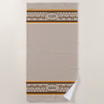Serviette De Plage Chouette Rétro Design Tan Orange Brown Pet Towne<br><div class="desc">Votre animal de compagnie peut profiter du temps de bain dans le style personnalisé avec le Retro Owl Knished Design Tan Orange Brown Pet serviette. Ajoutez votre nom d'animal de compagnie pour en faire le vôtre.</div>