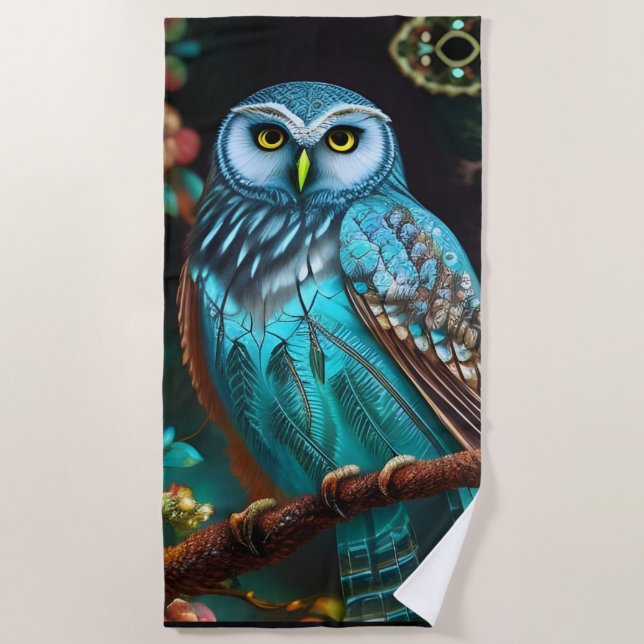 Serviette De Plage Chouette turquoise (Devant)