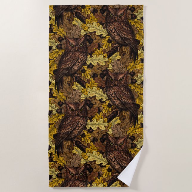 Serviette De Plage Chouettes d'automne (Devant)