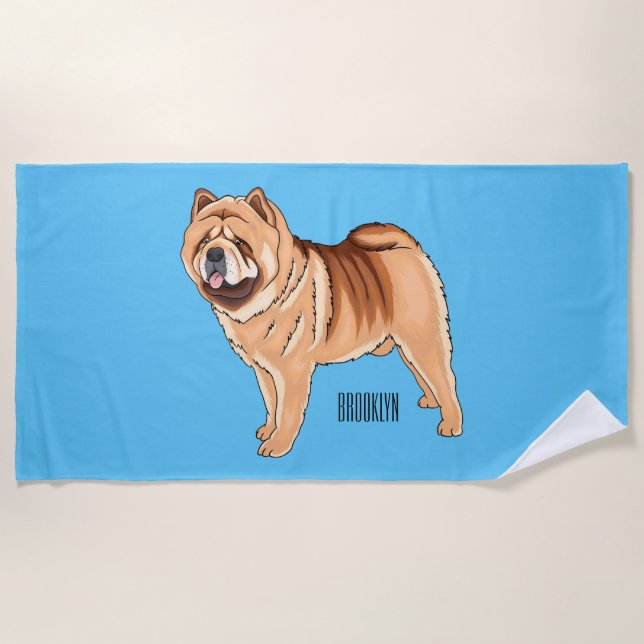 Serviette De Plage Chow Chow dog cartoon (Devant)