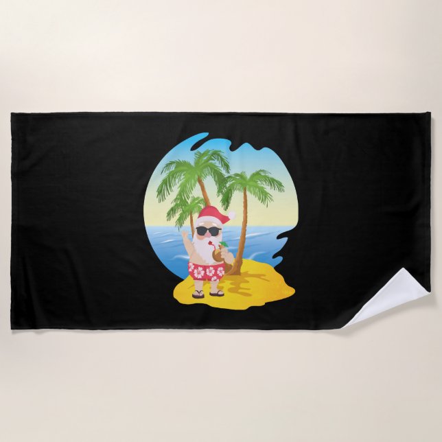 Serviette De Plage Christmas Tropical Beach Funny Santa Claus (Devant)