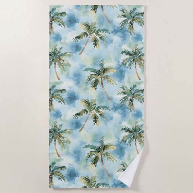 Serviette De Plage Cieux bleus île tropicale palmiers   (Devant)