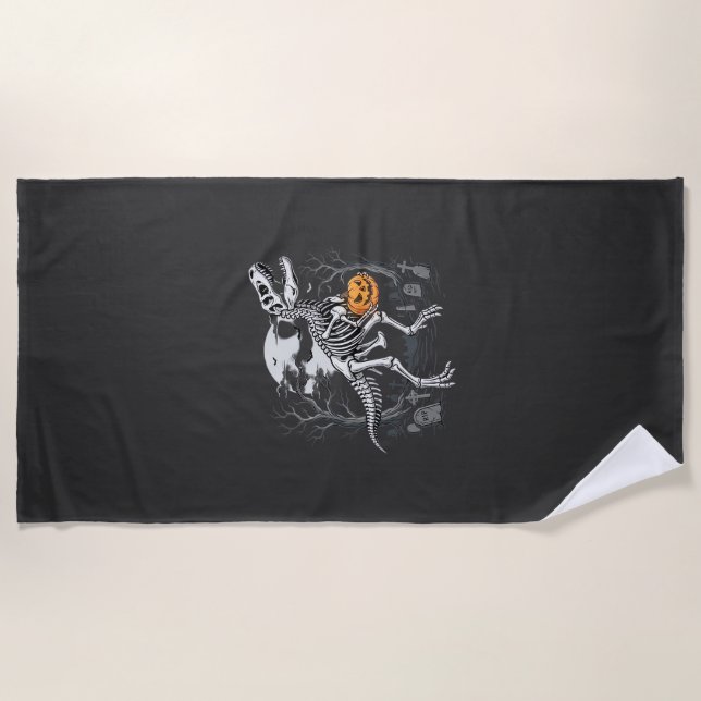 Serviette De Plage Cimetière de citrouille d'Halloween de squelette d (Devant)