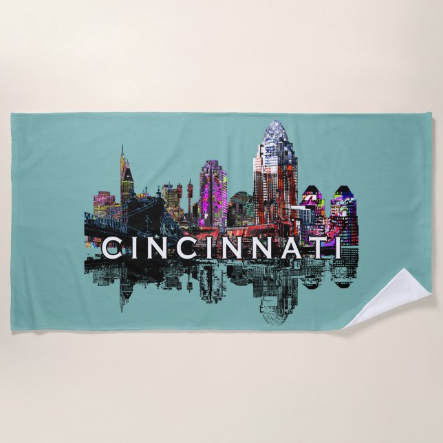 Serviette De Plage Cincinnati, Ohio recouvert de graffiti Beach Towel (Devant)