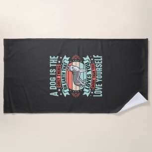 Serviette De Plage Citation Amoureux de Chien Graphique Husky Vintage