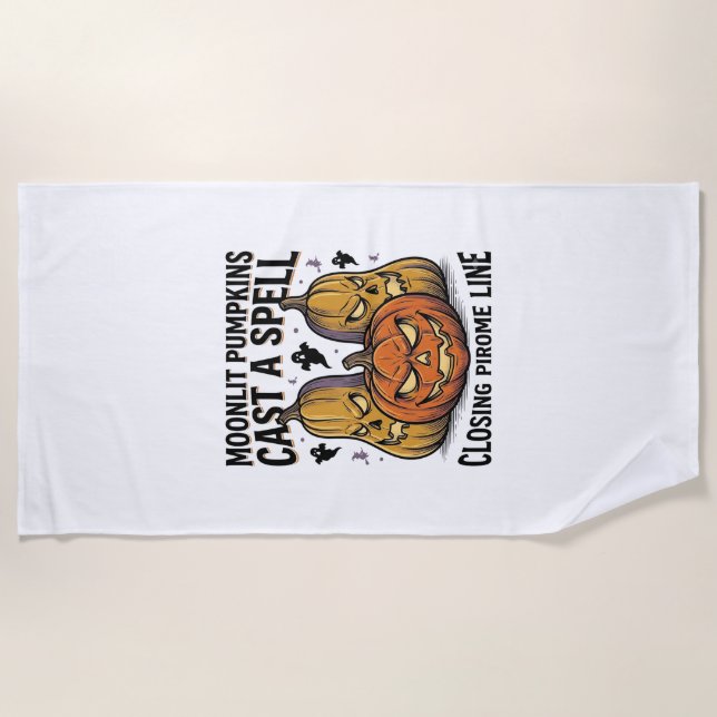 Serviette De Plage Citation de citrouille d'Halloween Jack O Lantern  (Devant)