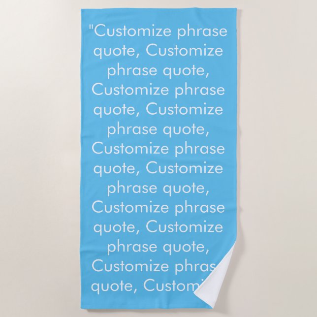 Serviette De Plage Citation de phrase personnalisée bleu clair blanc  (Devant)