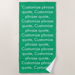 Serviette De Plage Citation de phrase personnalisée jade vert blanc m