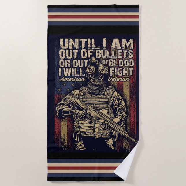 Serviette De Plage Citation des anciens combattants américains (Devant)