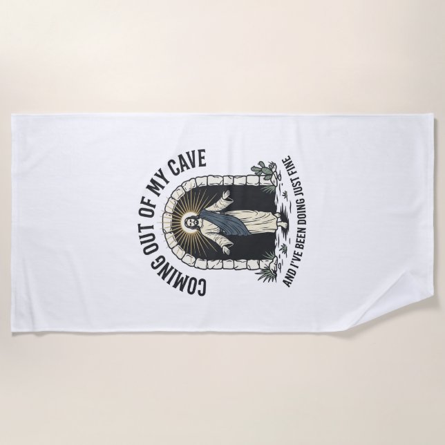 Serviette De Plage Citation drôle de grotte de résurrection Gravure v (Devant)