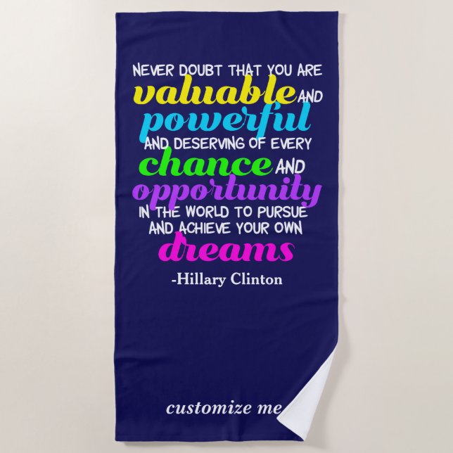 Serviette De Plage Citation Hillary Clinton Inspirational Dreams (Devant)