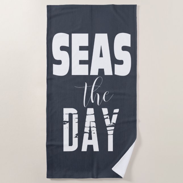 Serviette De Plage Citation "Seas The Day" Téméraire (Devant)