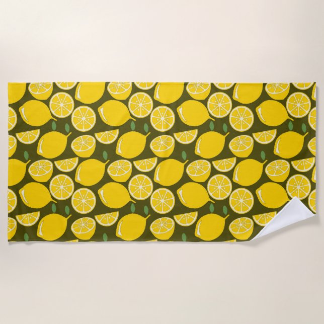 Serviette De Plage Citron Jaune Moderne Amusant mignon (Devant)
