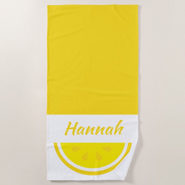 Serviette De Plage Citron jaune personnalisé (Devant)