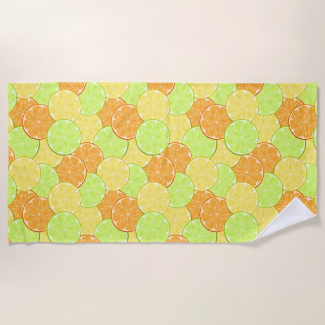 Serviette De Plage Citron orange morceaux de citron vert agrumes oran (Devant)