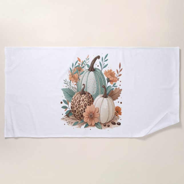Serviette De Plage Citrouille Boho Floral (Devant)