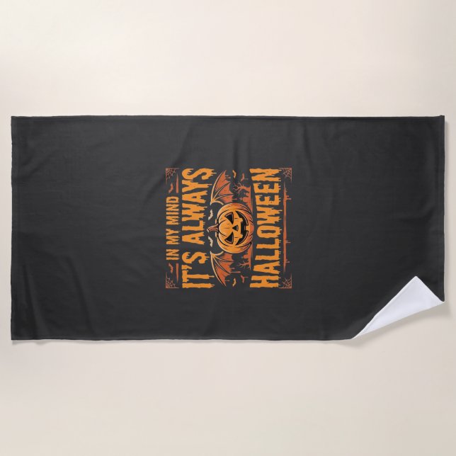 Serviette De Plage Citrouille Chauve-Souris Vector Design Halloween T (Devant)